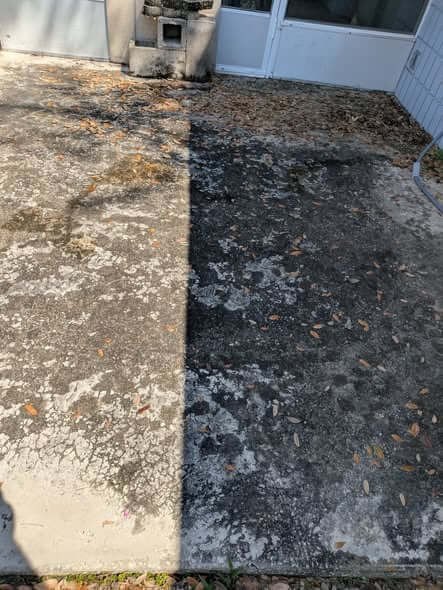 Patio before power washing